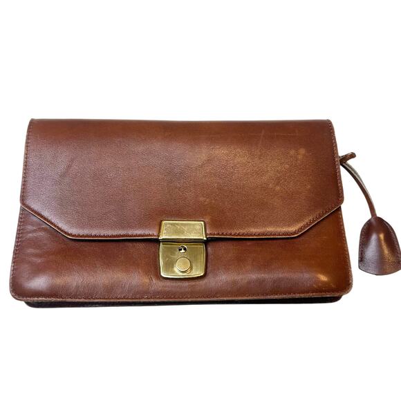 Vintage Gary's Of California Brown Leather Clutch Envelope Bag Wallet - Picture 1 of 16